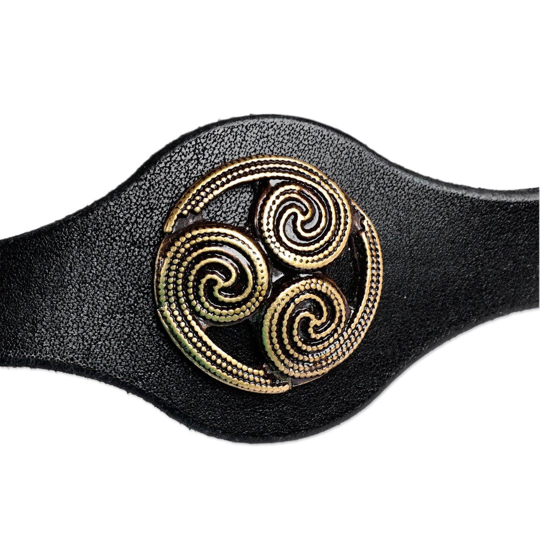 Black Leather Belt with Antiqued Finished Metal Accents - Enigmatic Spirits