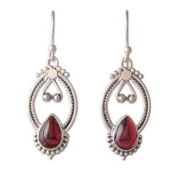 Classic Natural Garnet and Sterling Silver Dangle Earrings - Passion Manor