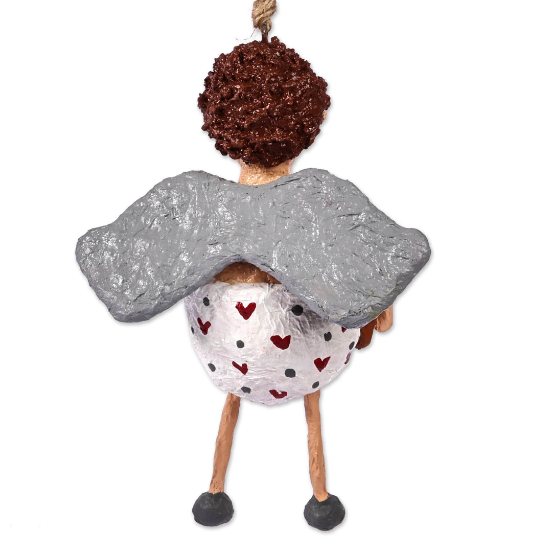 Hand-Painted Whimsical Papier Mache Love Cherub Ornament - Amur