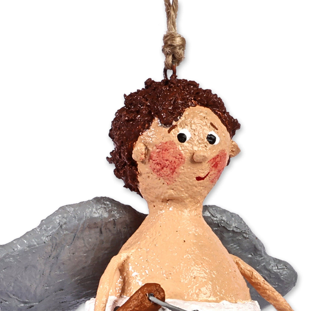 Hand-Painted Whimsical Papier Mache Love Cherub Ornament - Amur