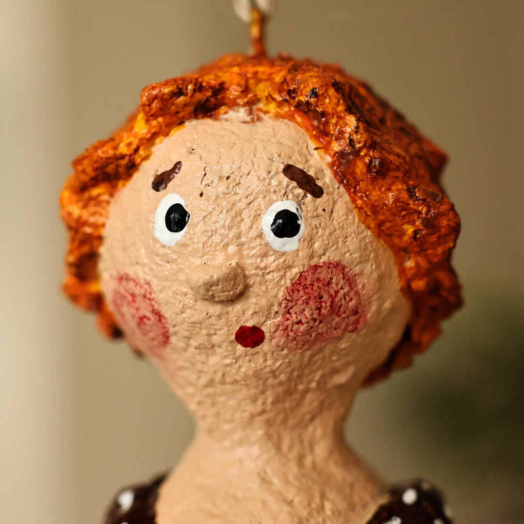 Hand-Painted Whimsical Papier Mache In-Love-Kid Ornament - George