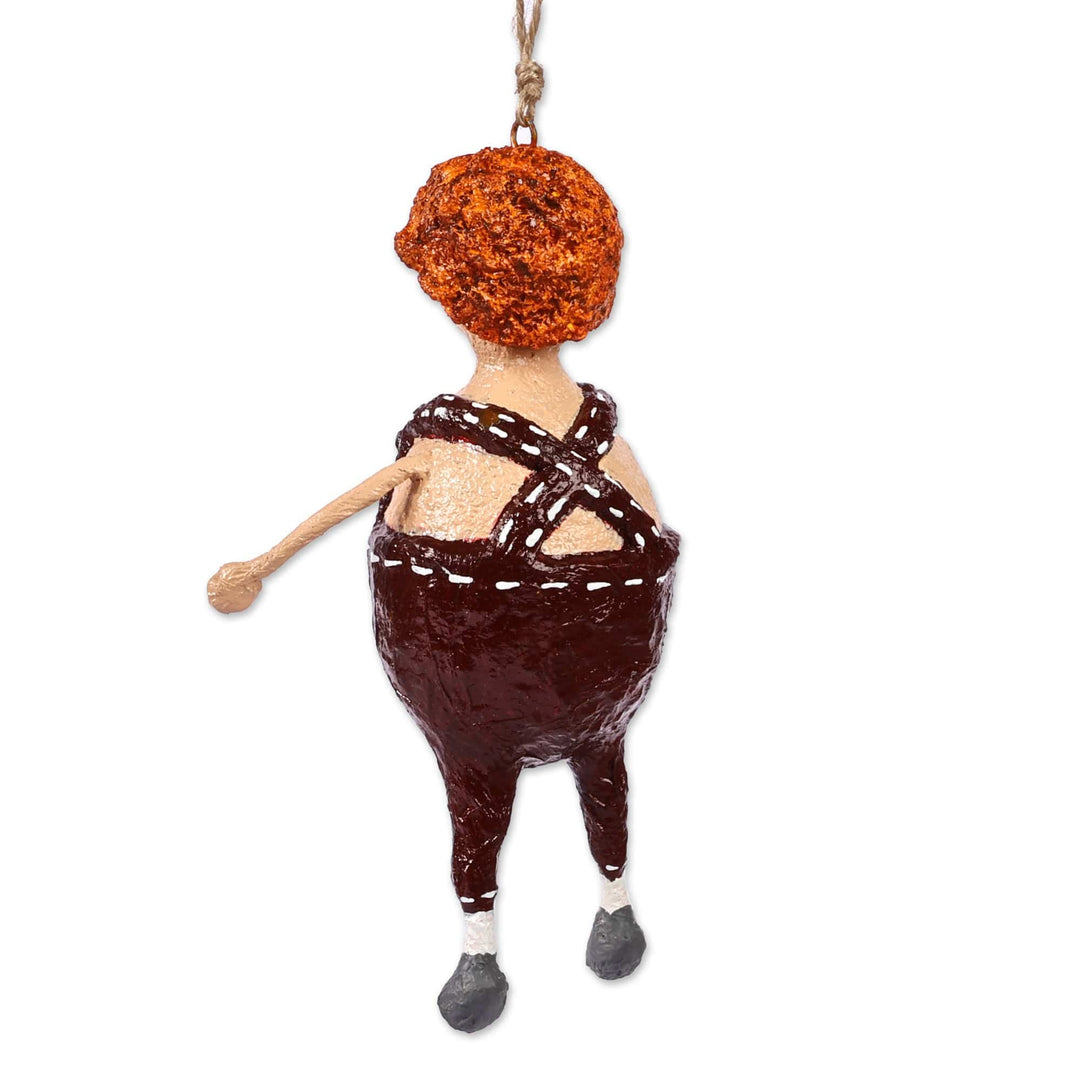 Hand-Painted Whimsical Papier Mache In-Love-Kid Ornament - George