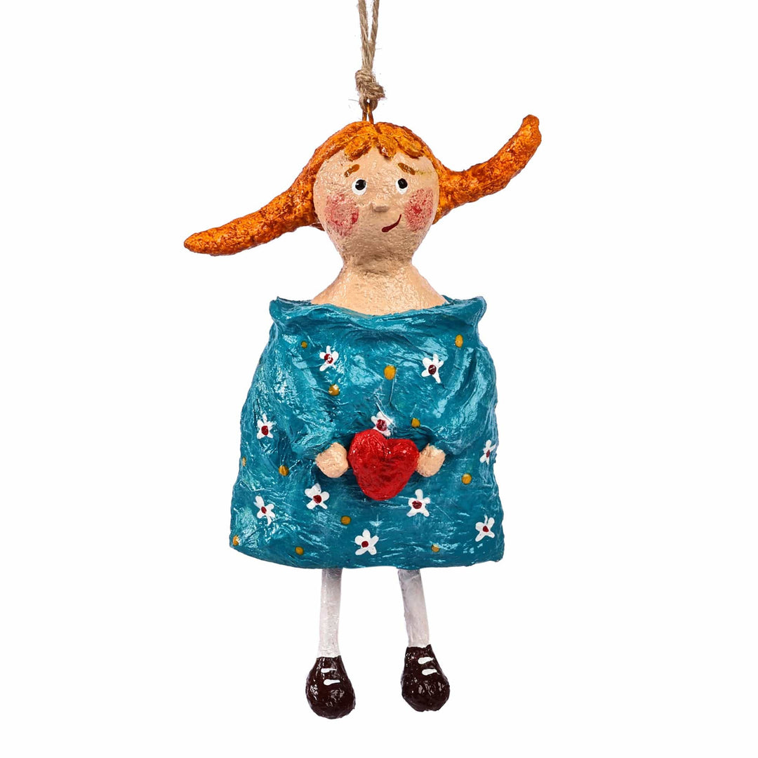 Hand-Painted Romantic Papier Mache In-Love-Girl Ornament - Bea