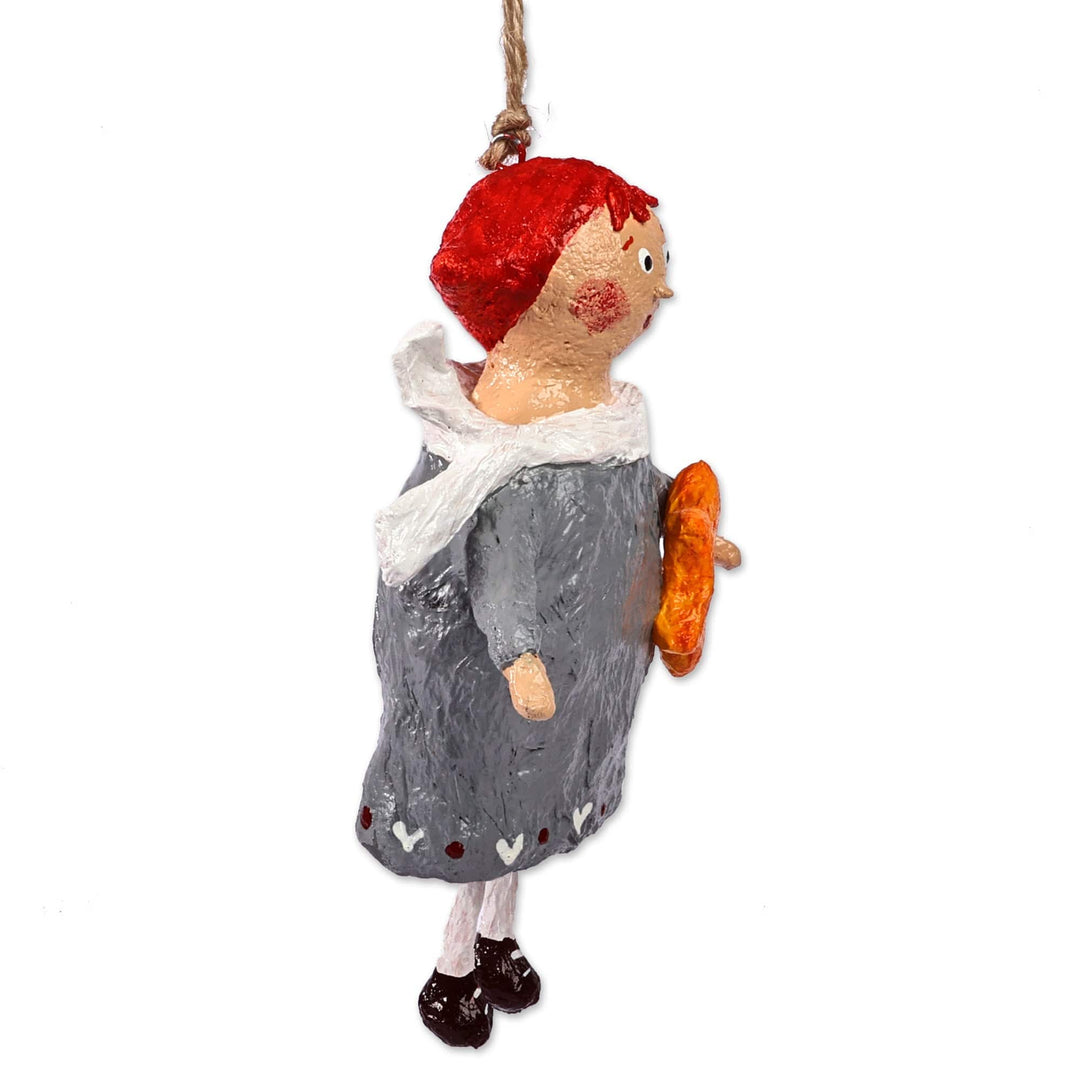 Hand-Painted Wish Star-Themed Papier Mache Ornament in Grey - Veronika