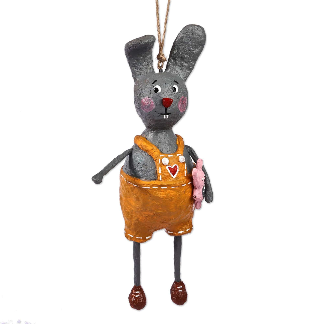 Hand-Painted Romantic Papier Mache Rabbit Ornament - Mister Rabbit