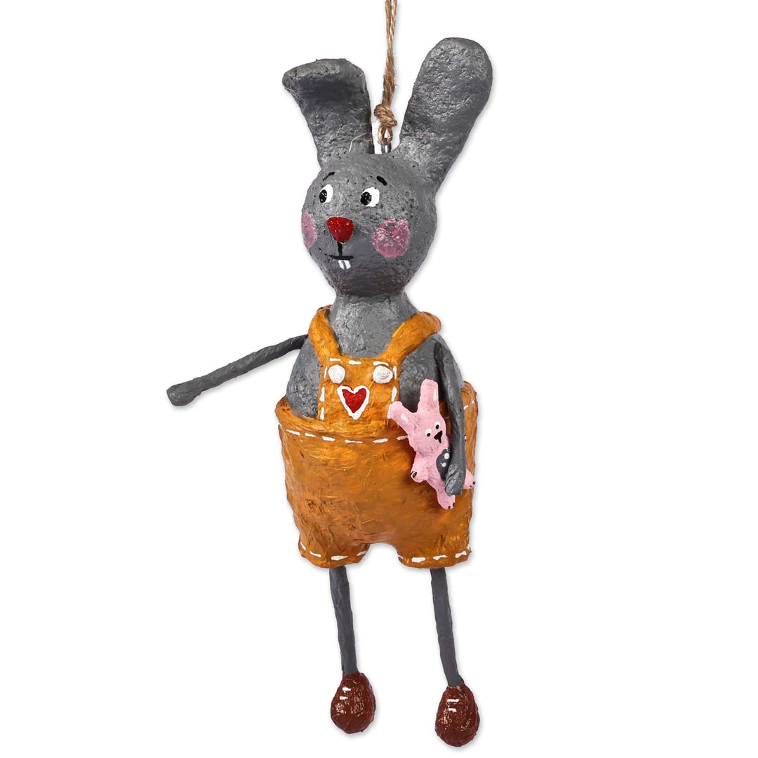 Hand-Painted Romantic Papier Mache Rabbit Ornament - Mister Rabbit