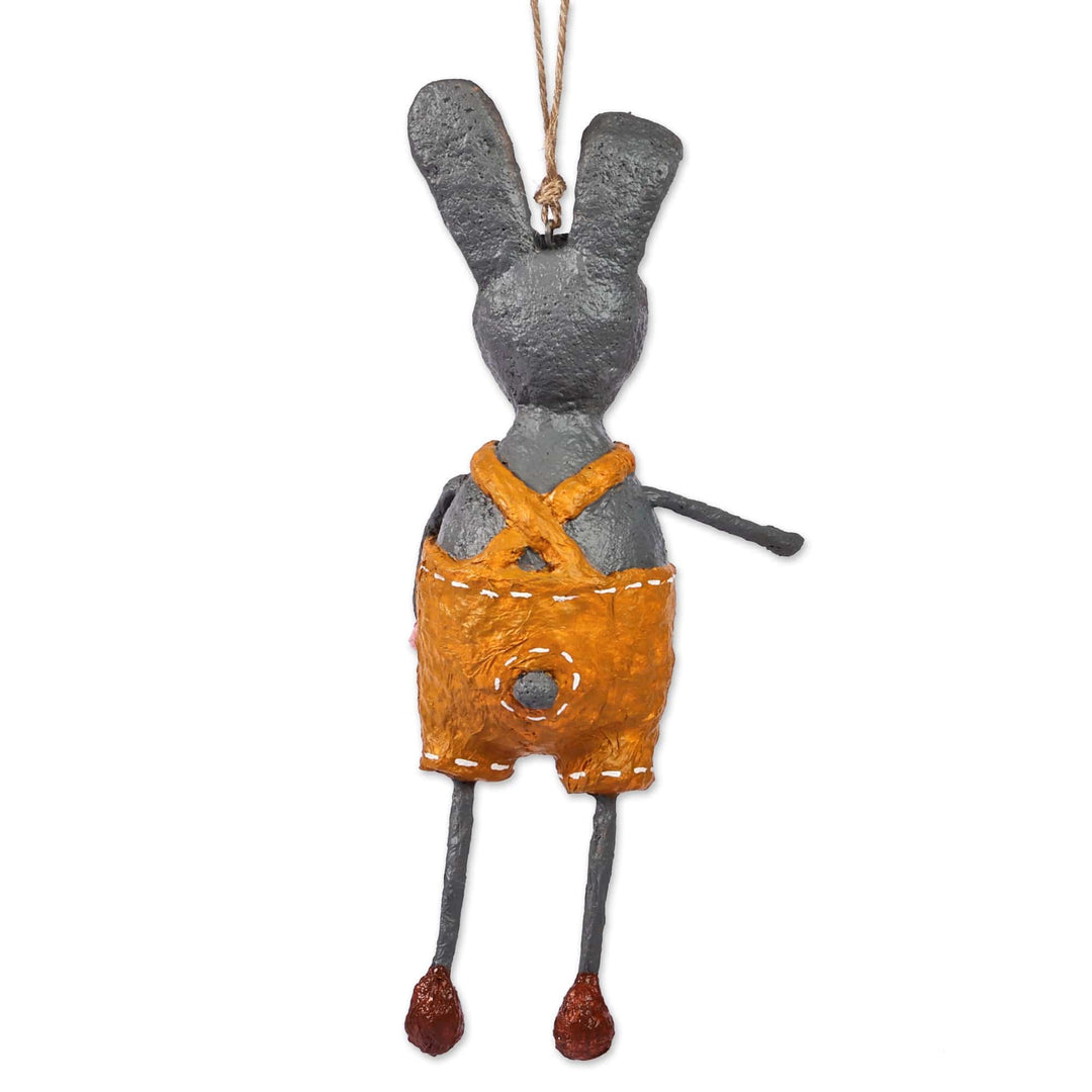 Hand-Painted Romantic Papier Mache Rabbit Ornament - Mister Rabbit