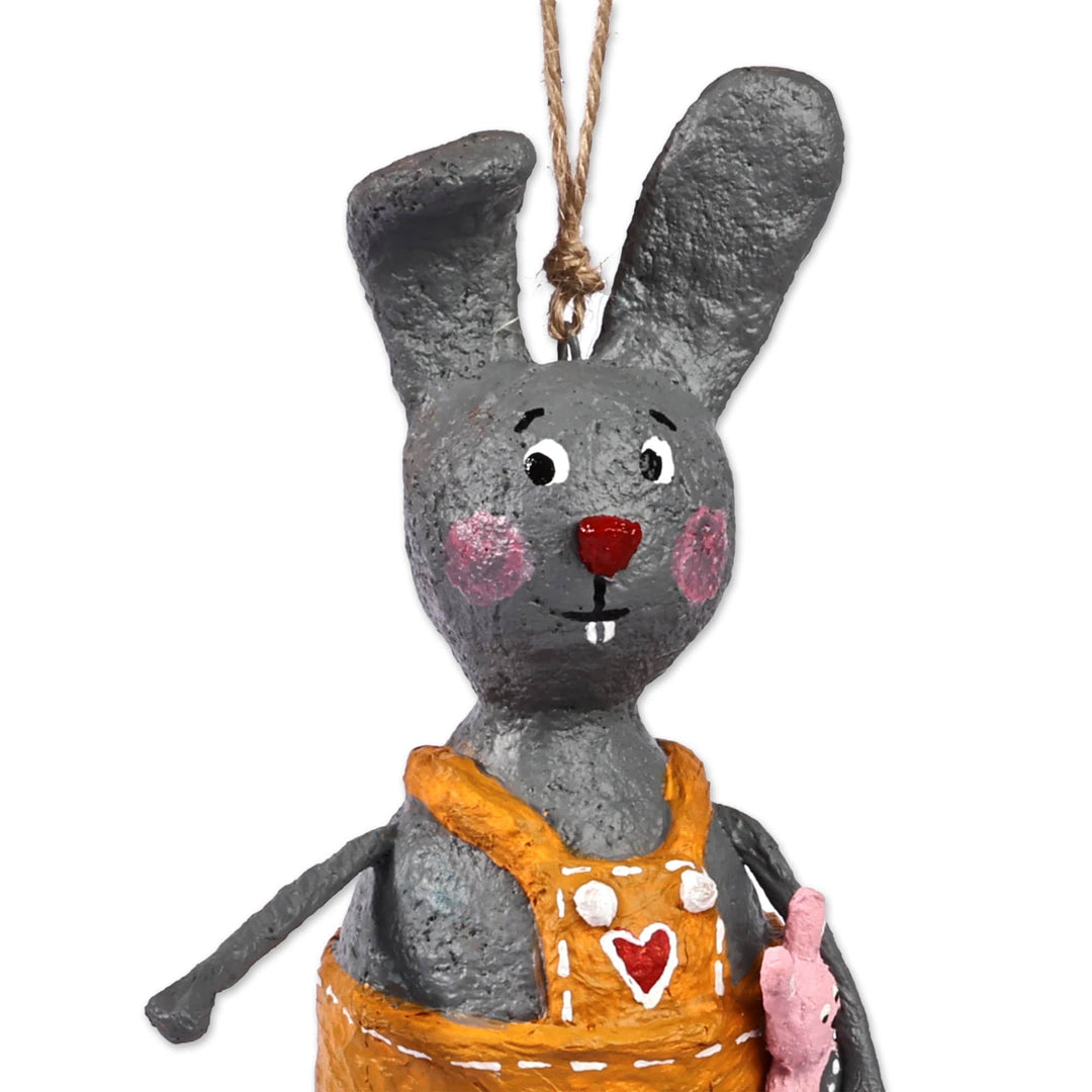 Hand-Painted Romantic Papier Mache Rabbit Ornament - Mister Rabbit