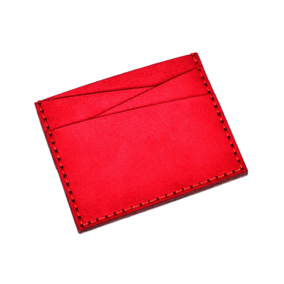 Pomegranate-Themed 100% Suede Card Holder in Red - Days of Passion