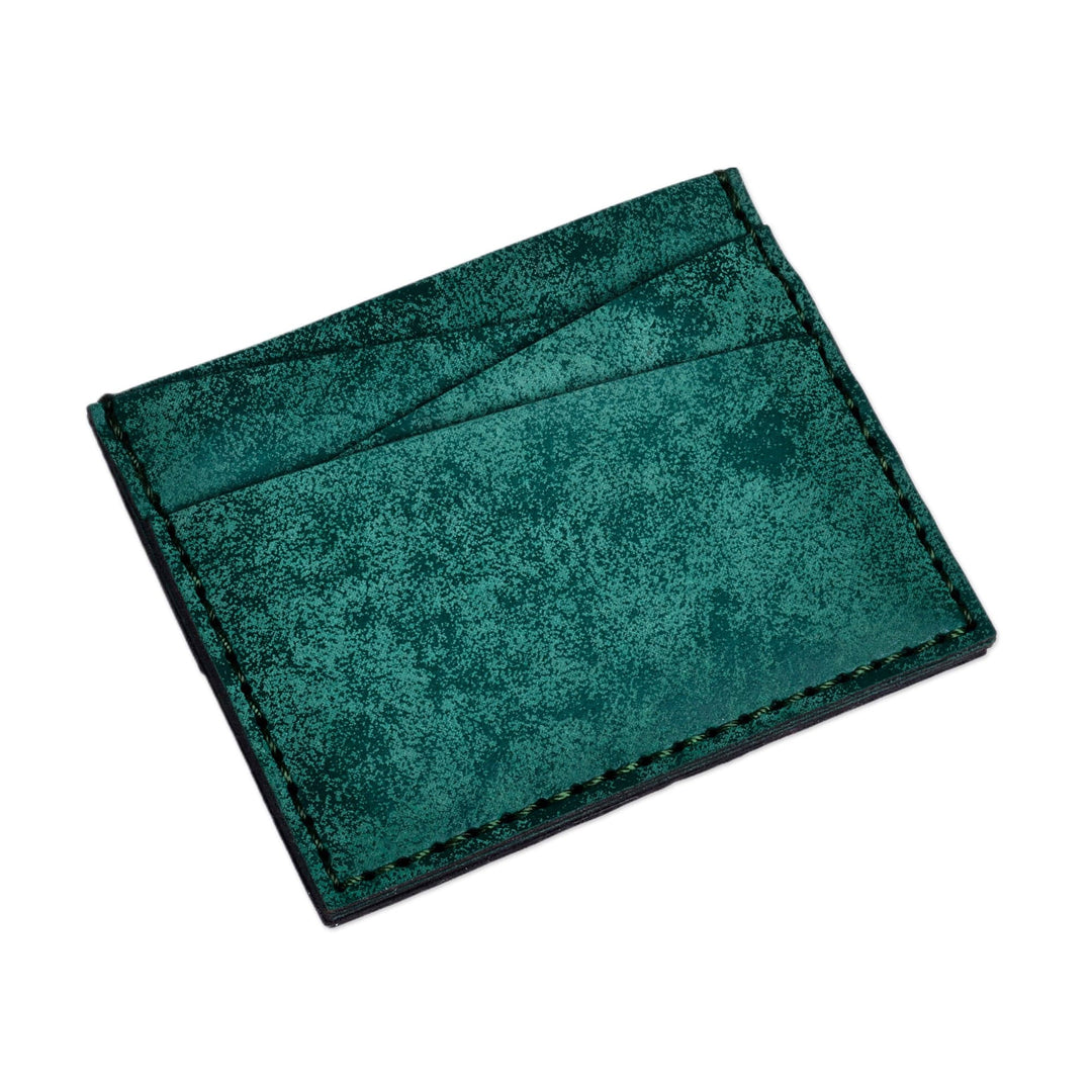 Green Suede Card Holder Accented with the Armenian Letter M - Days of Harmony