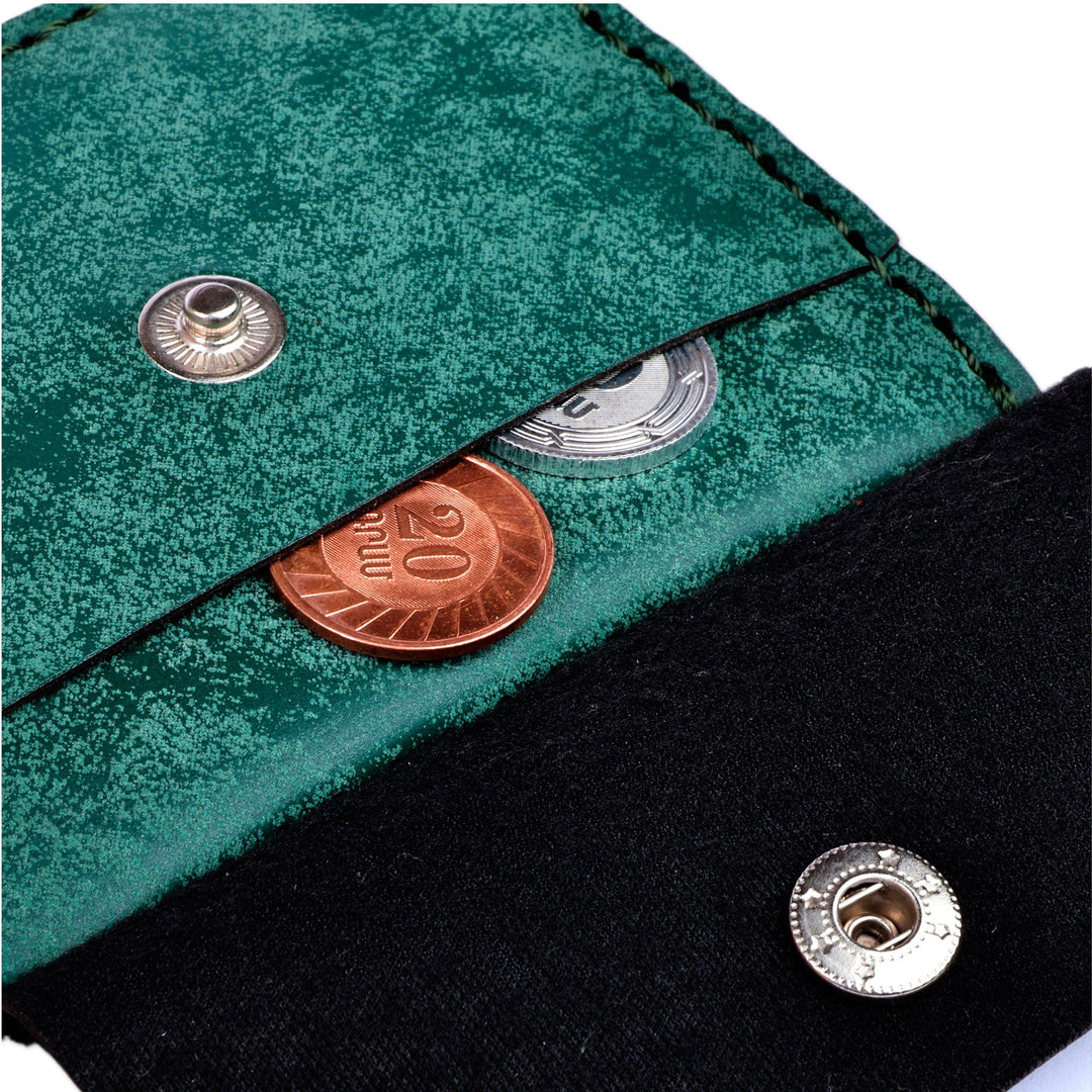 Green Suede Card Holder Accented with the Armenian Letter M - Days of Harmony