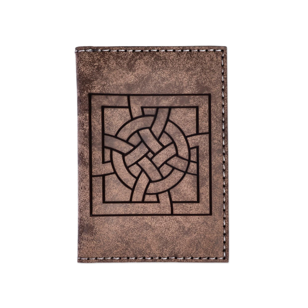 Geometric Accented Brown 100% Suede Passport Holder - Emblem of Adventures