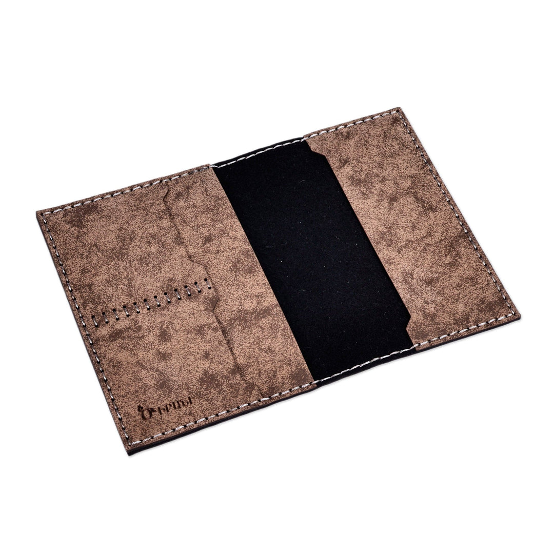 Geometric Accented Brown 100% Suede Passport Holder - Emblem of Adventures