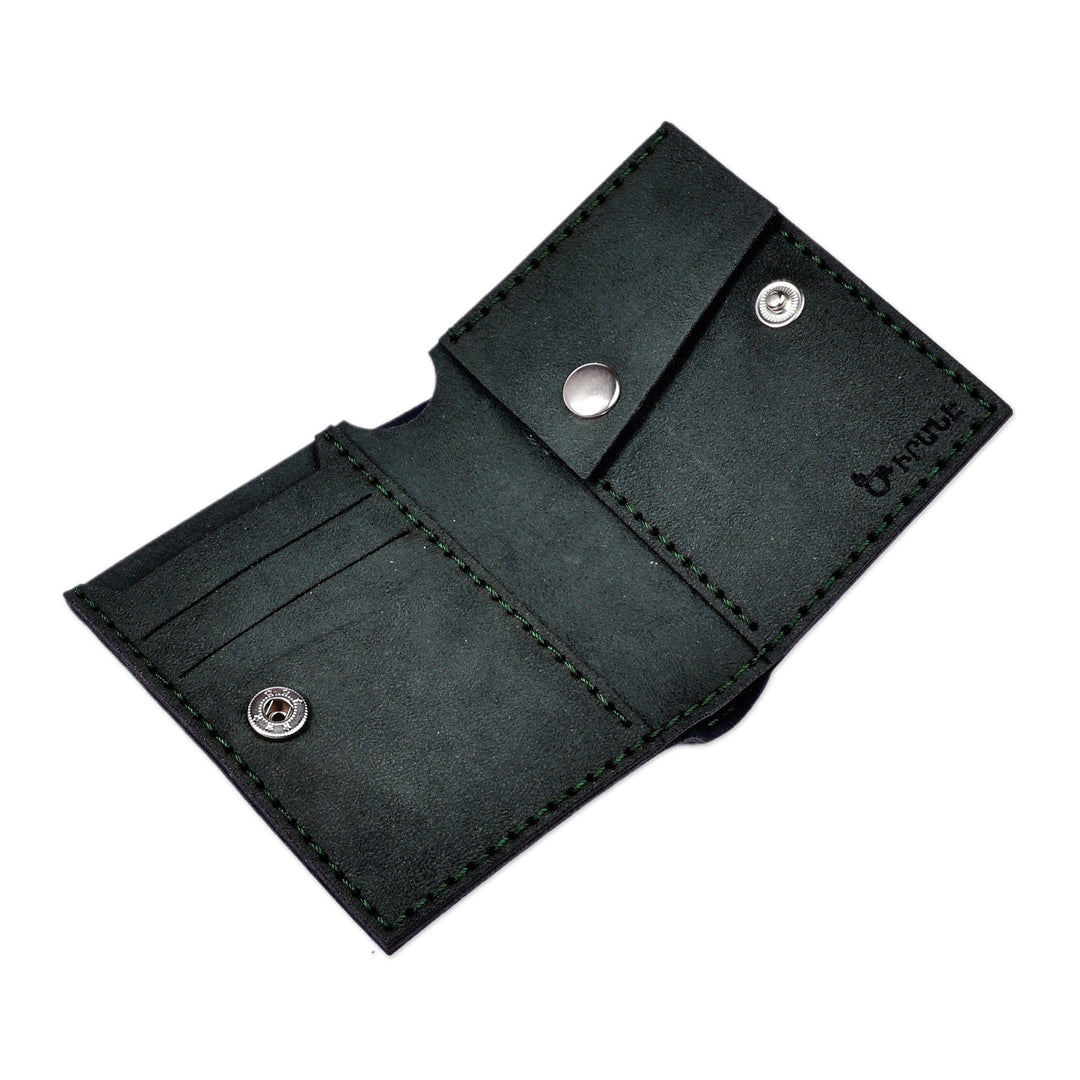 Dark Grey 100% Suede Wallet with Ancient Pictograph Details - Fortunate Heritage