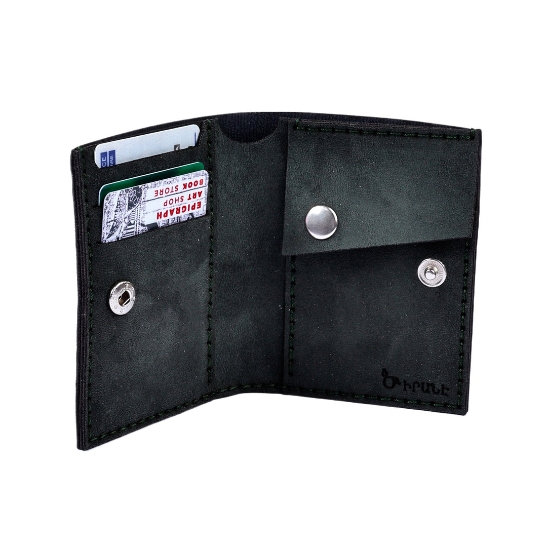 Dark Grey 100% Suede Wallet with Ancient Pictograph Details - Fortunate Heritage