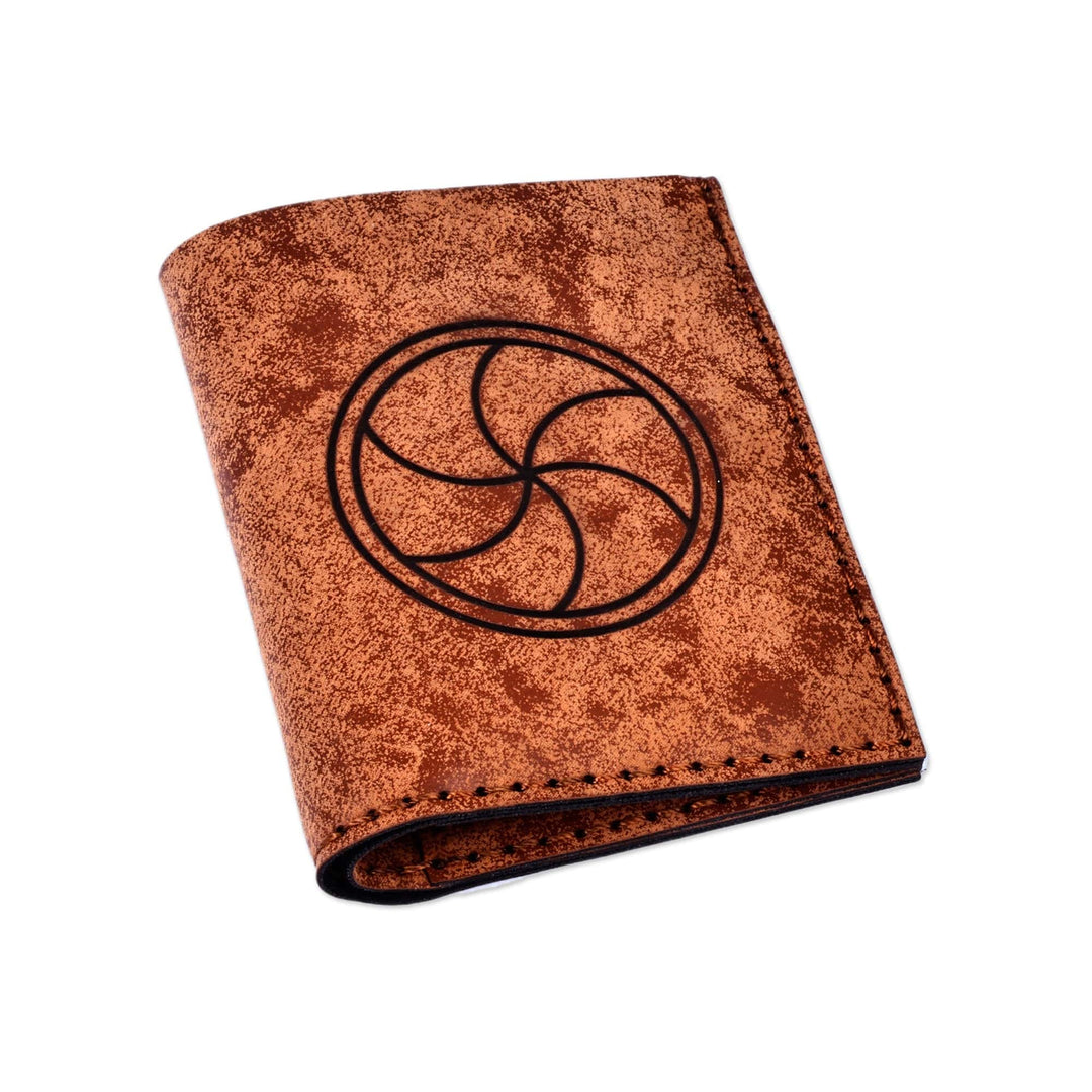 Brown 100% Suede Wallet with Traditional Round Icon - Eternal Heritage