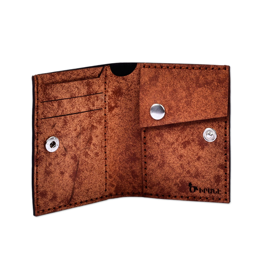 Brown 100% Suede Wallet with Traditional Round Icon - Eternal Heritage