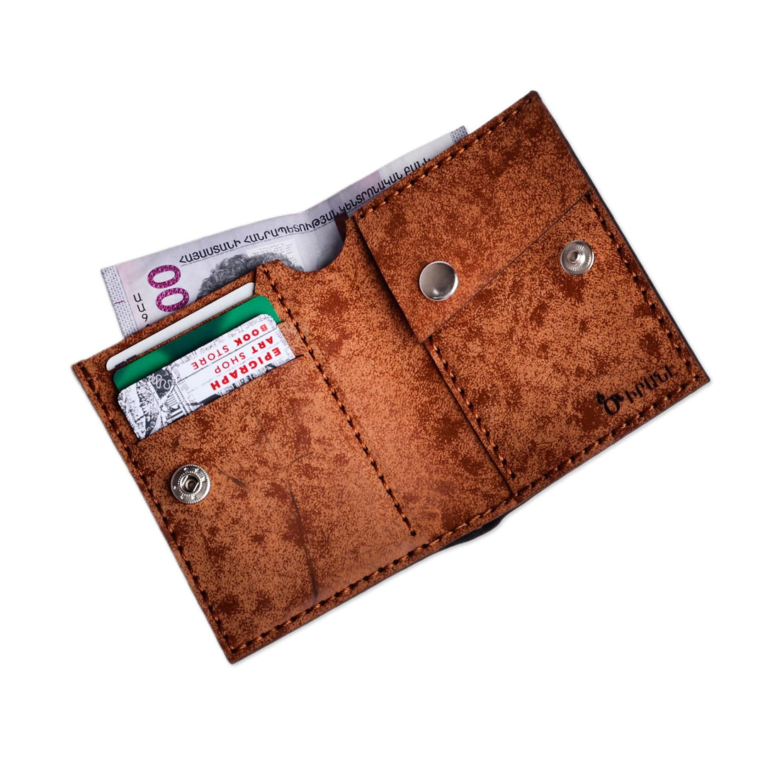 Brown 100% Suede Wallet with Traditional Round Icon - Eternal Heritage