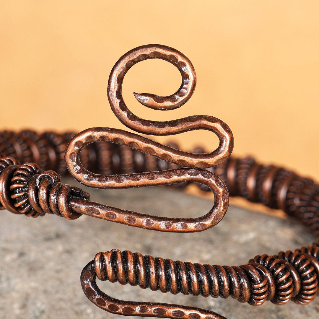 Antiqued-Finished Classic Copper Cuff Bracelet from Armenia - Fortunate Femininity
