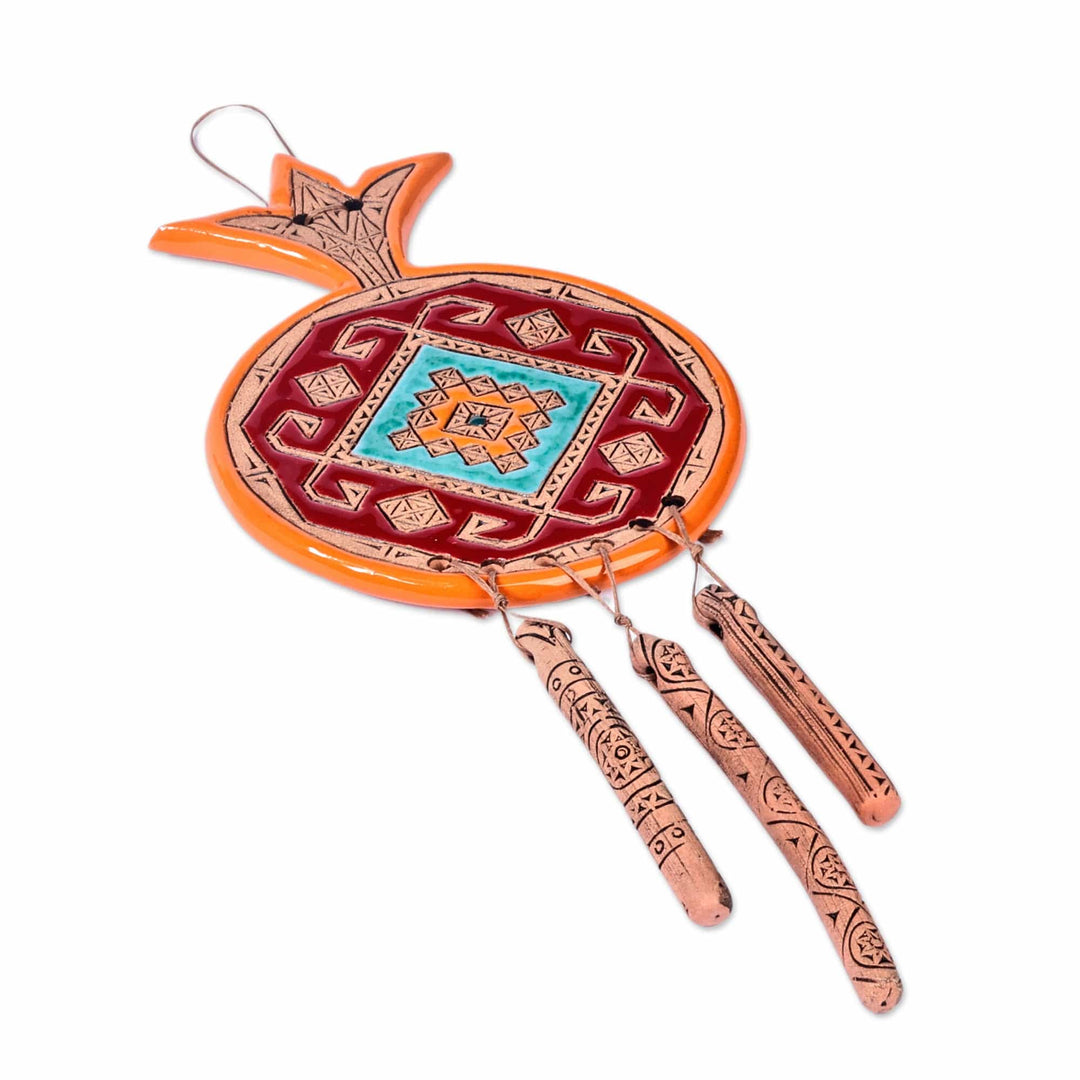 Traditional Red and Yellow Ceramic Pomegranate Wall Decor - Artsakh Amulet