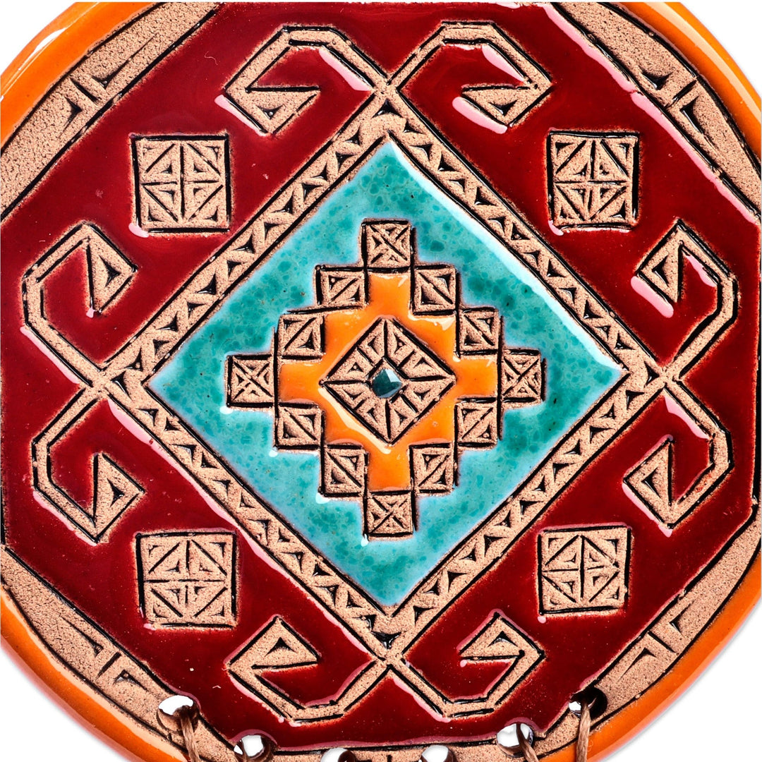 Traditional Red and Yellow Ceramic Pomegranate Wall Decor - Artsakh Amulet