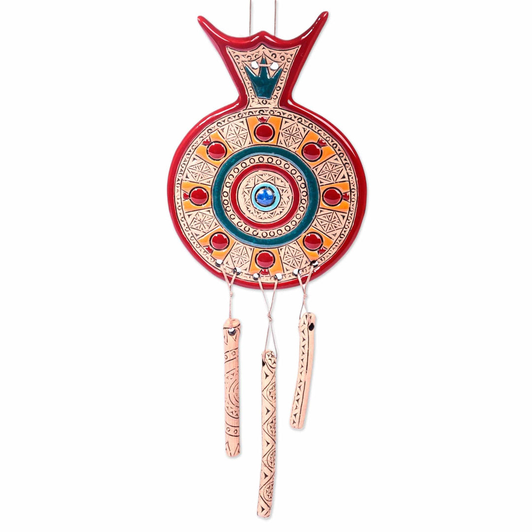 Hand-Painted Red and Teal Pomegranate Daghdhan Wall Decor - Passionate Luck
