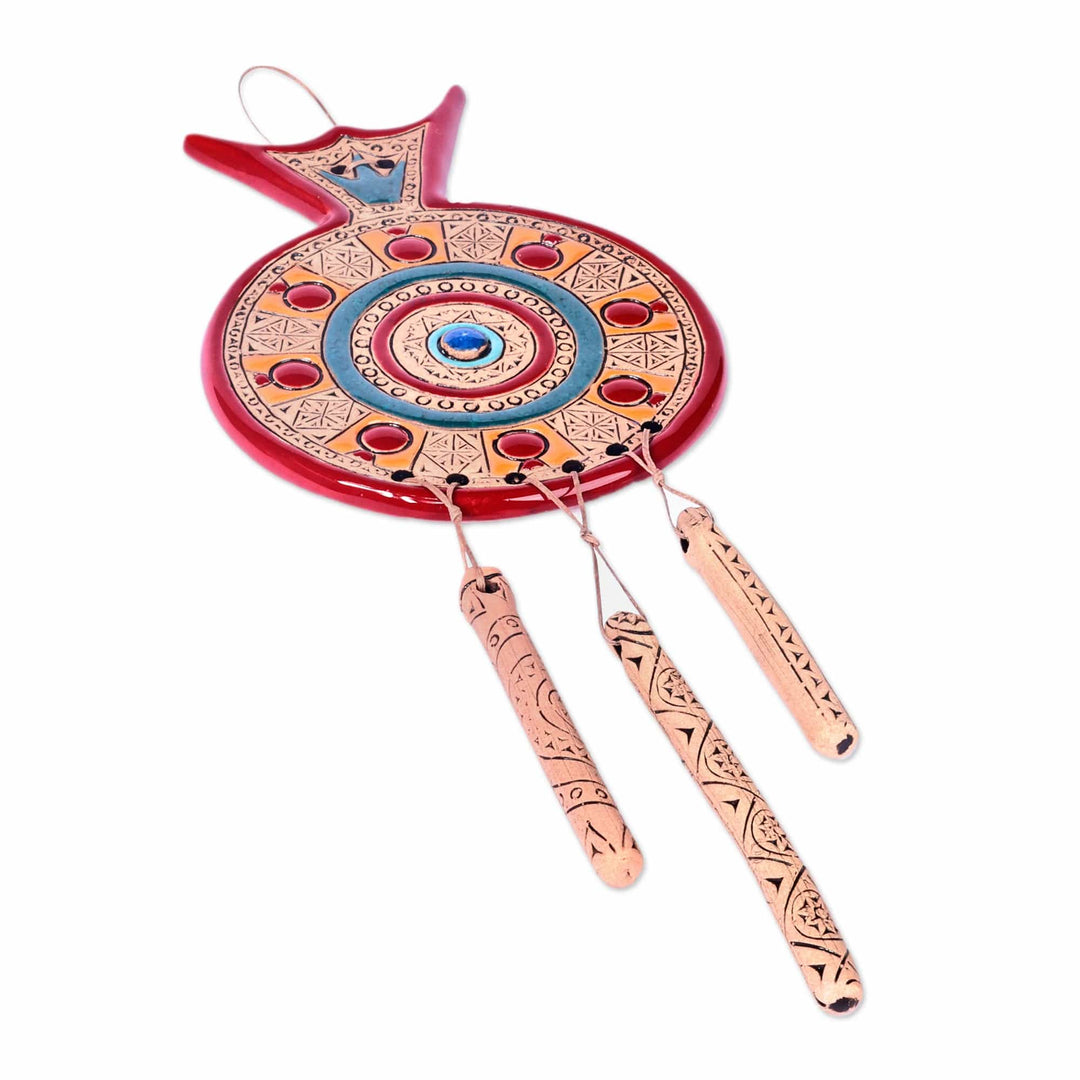 Hand-Painted Red and Teal Pomegranate Daghdhan Wall Decor - Passionate Luck