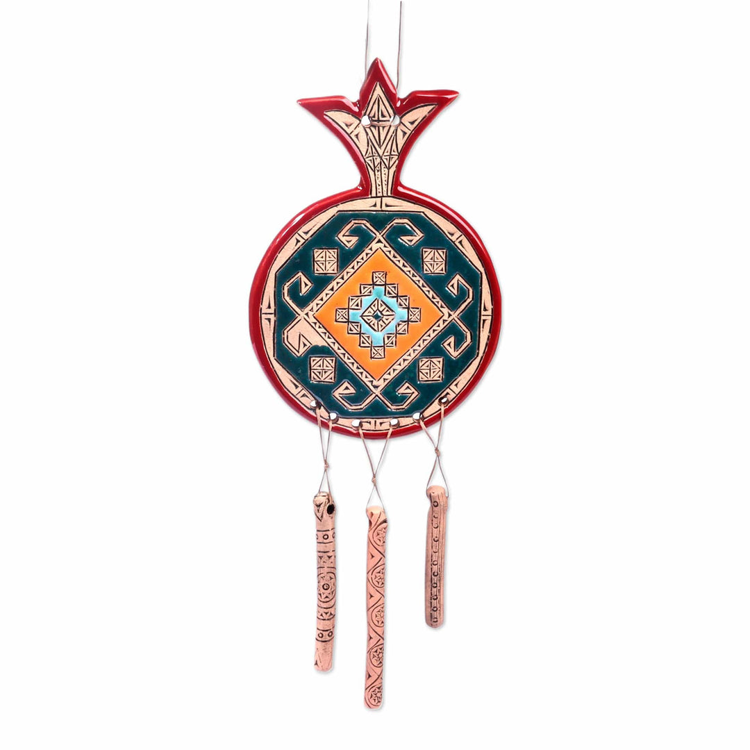 Traditional Red and Teal Ceramic Pomegranate Wall Decor - Artsakh Fortune