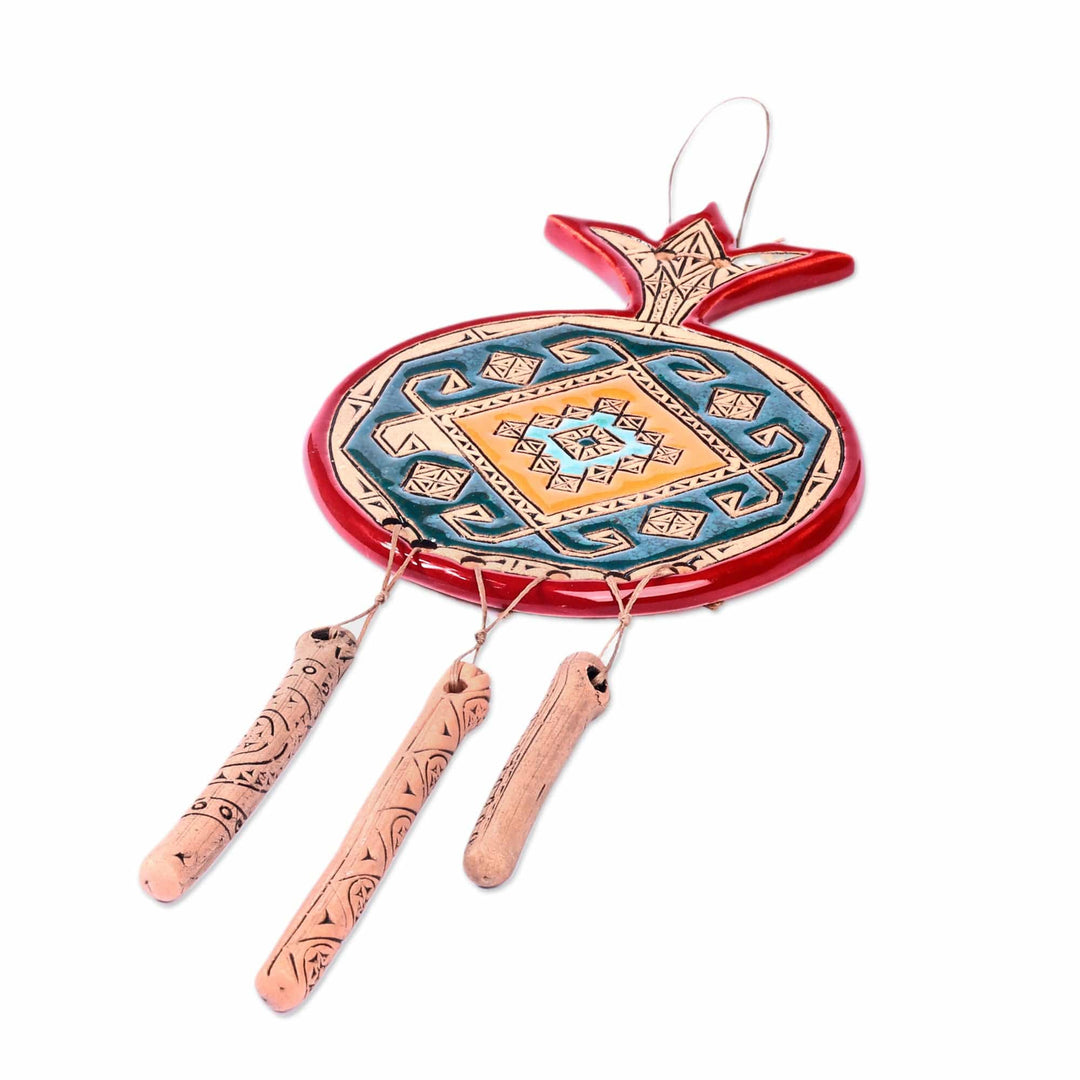 Traditional Red and Teal Ceramic Pomegranate Wall Decor - Artsakh Fortune