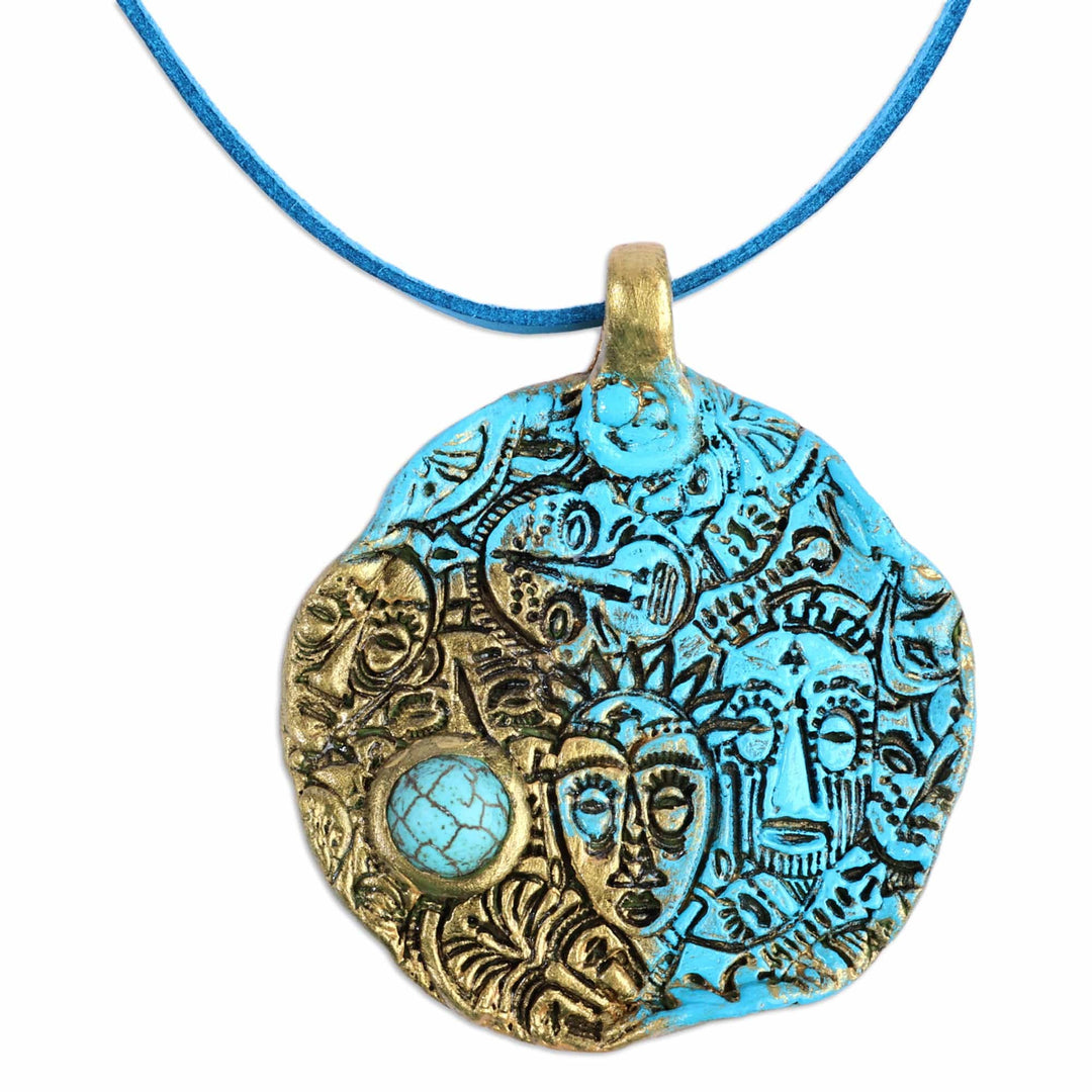 Blue and Golden-Toned Turquoise Pendant Necklace - Facets of Hope