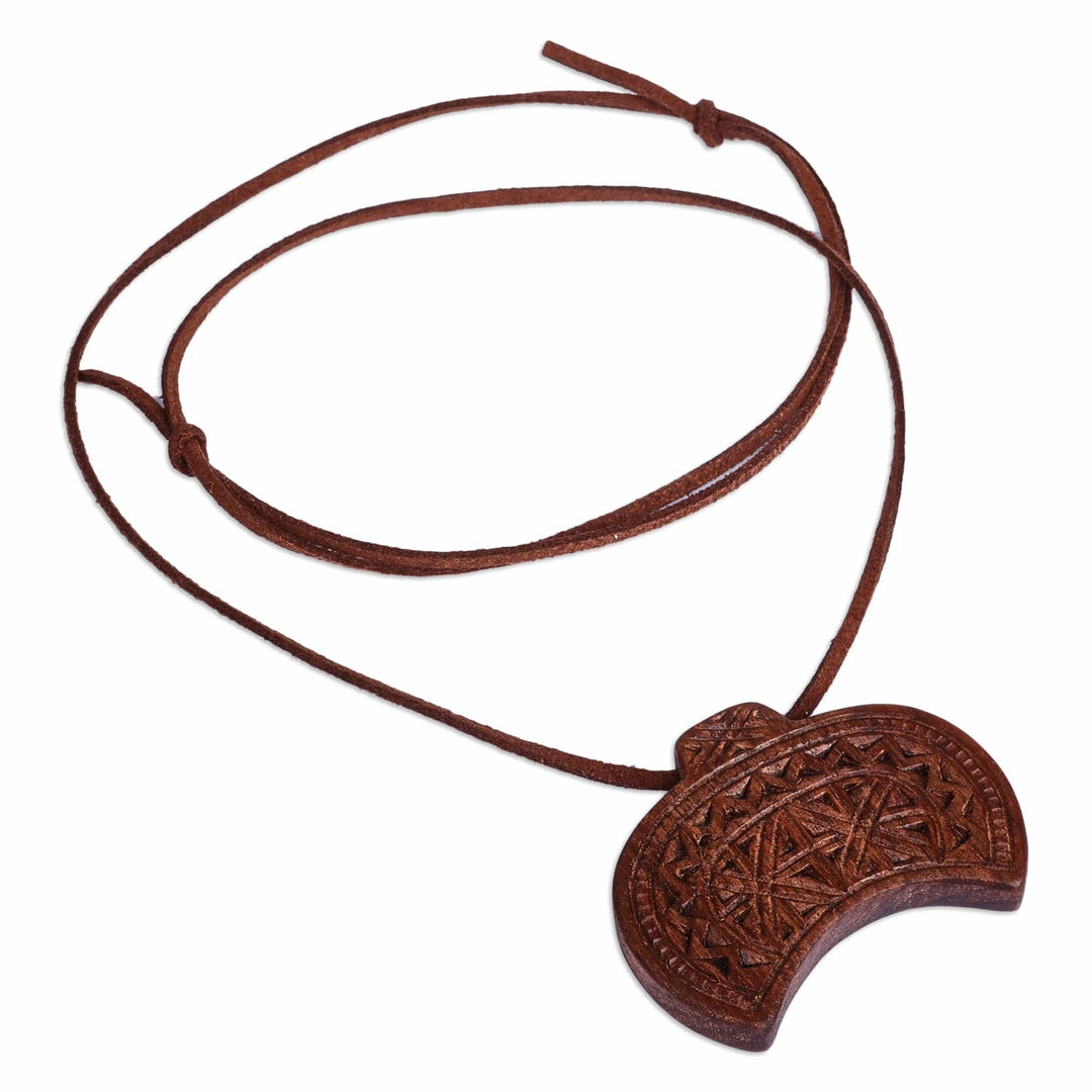 Handcrafted Geometric Walnut Wood Pendant Necklace - Eternal Talisman