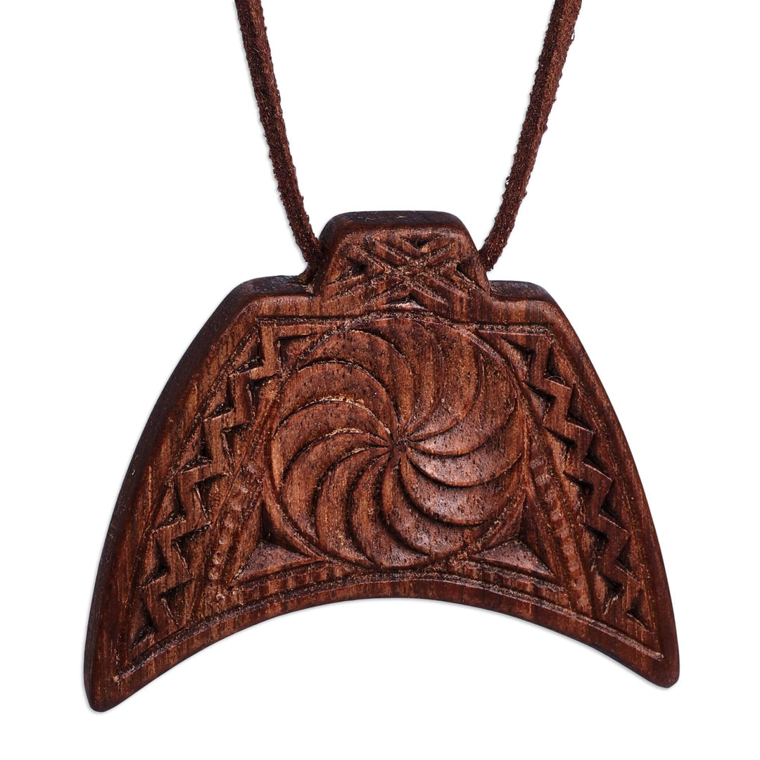 Traditional Geometric Walnut Wood Pendant Necklace - Infinity Talisman
