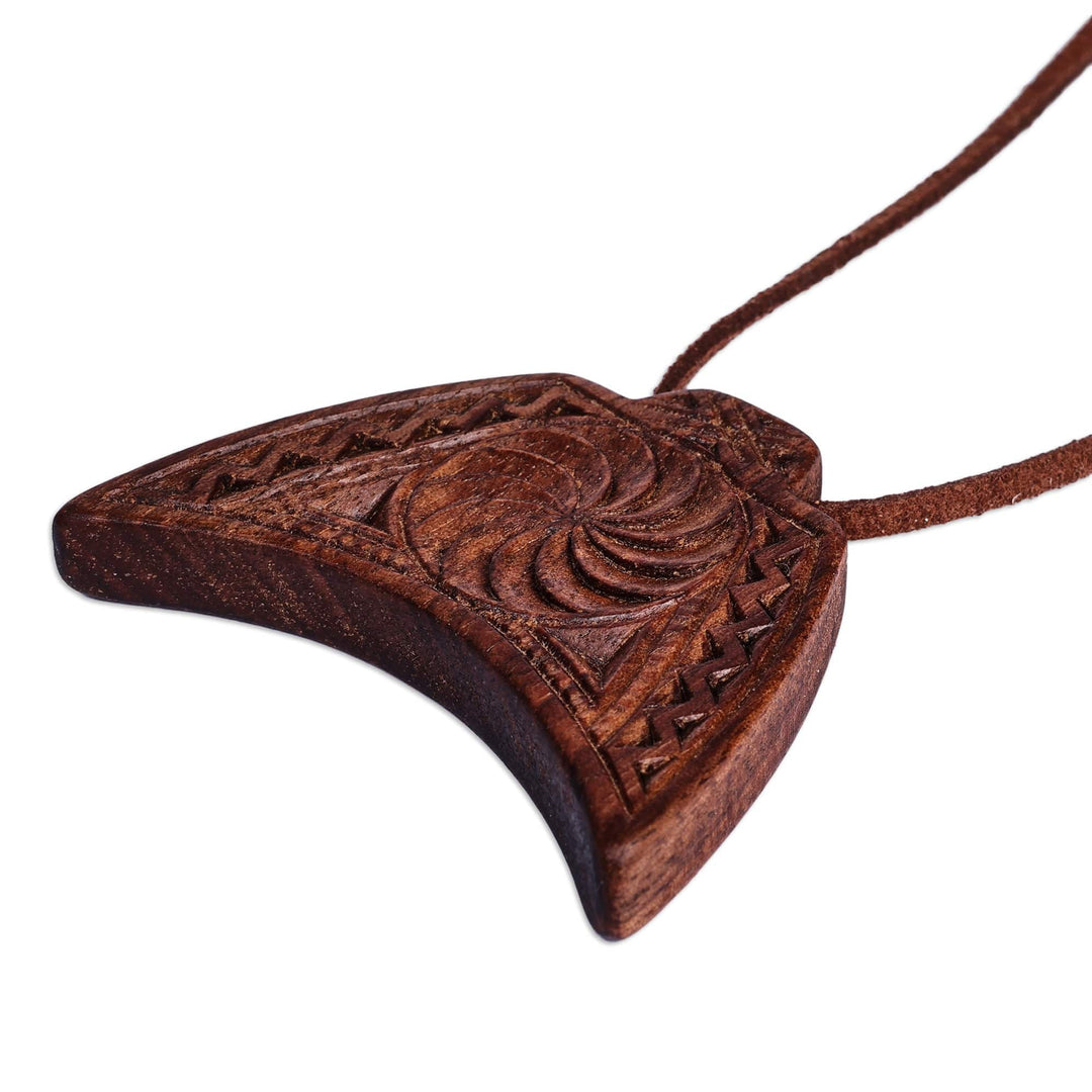 Traditional Geometric Walnut Wood Pendant Necklace - Infinity Talisman