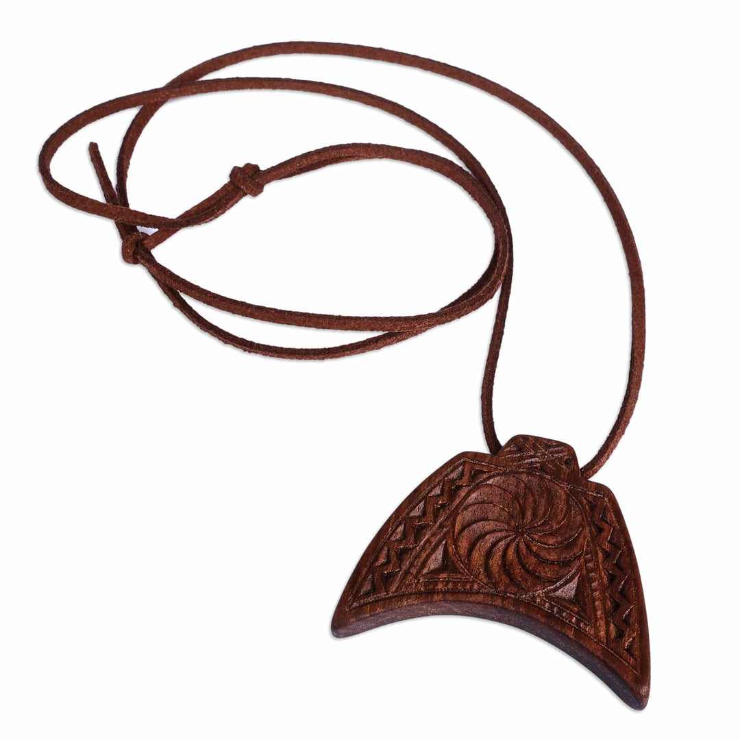 Traditional Geometric Walnut Wood Pendant Necklace - Infinity Talisman