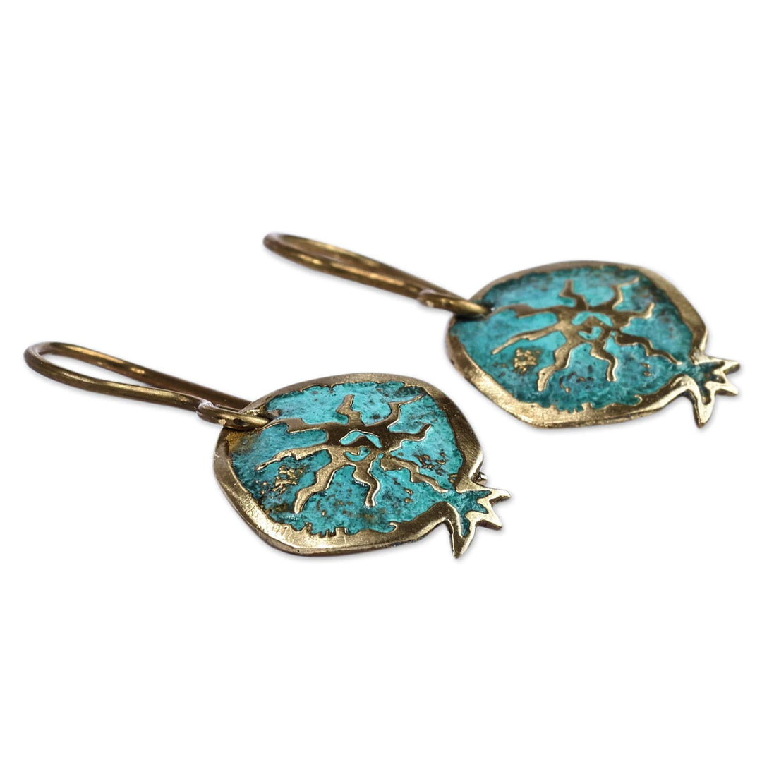 Pomegranate-Shaped Sun Sign Brass Dangle Earrings - Sunny Essence