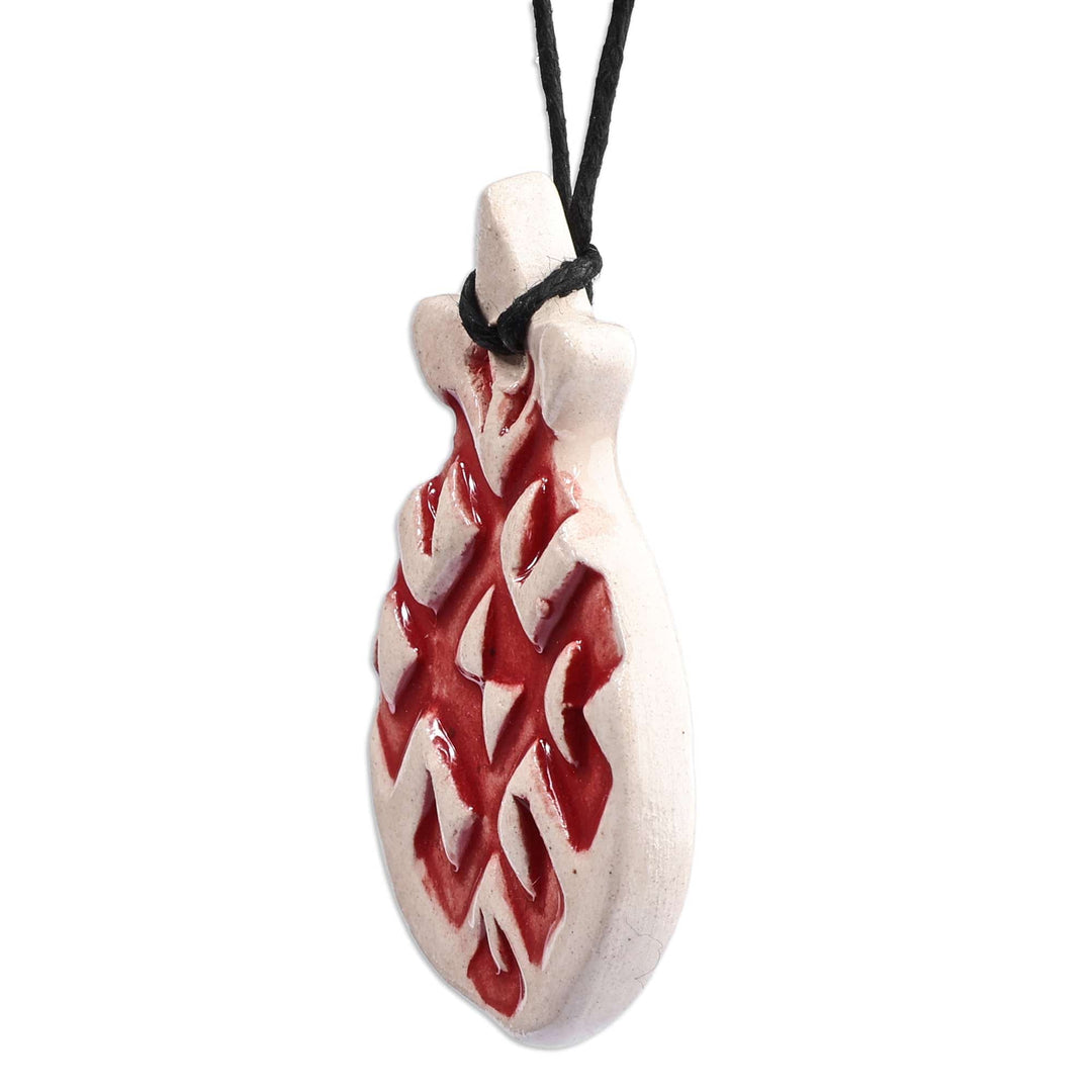 Hand-Painted Pomegranate-Shaped Ceramic Pendant Necklace - Pomegranate Bloom