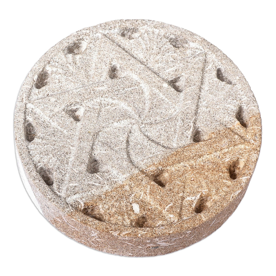 Hand-Carved Star-Themed Round Felsite Stone Magnet - Harmonious Bonds