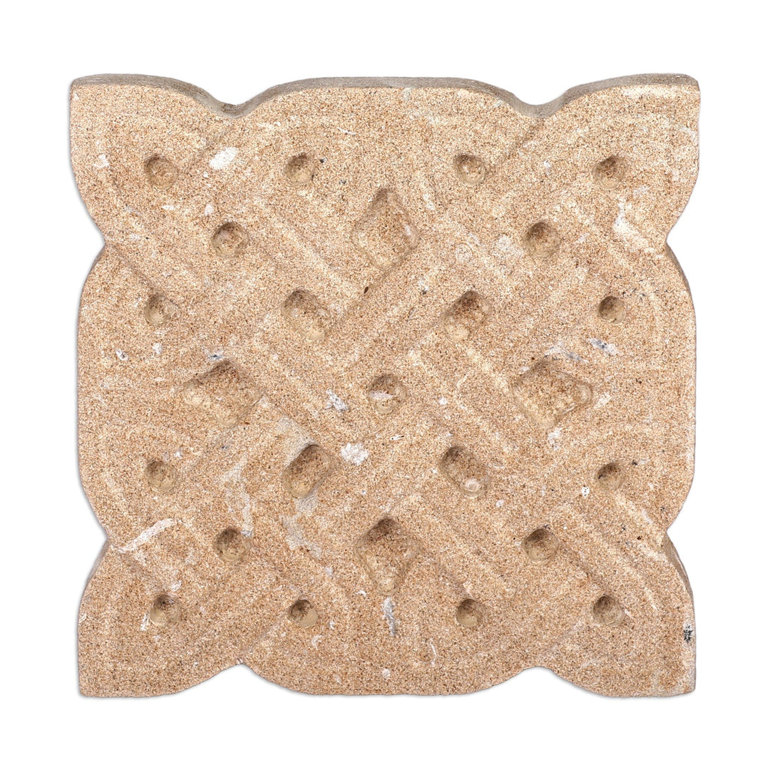 Hand-Carved Traditional Patterned Felsite Stone Magnet - Everlasting Bonds
