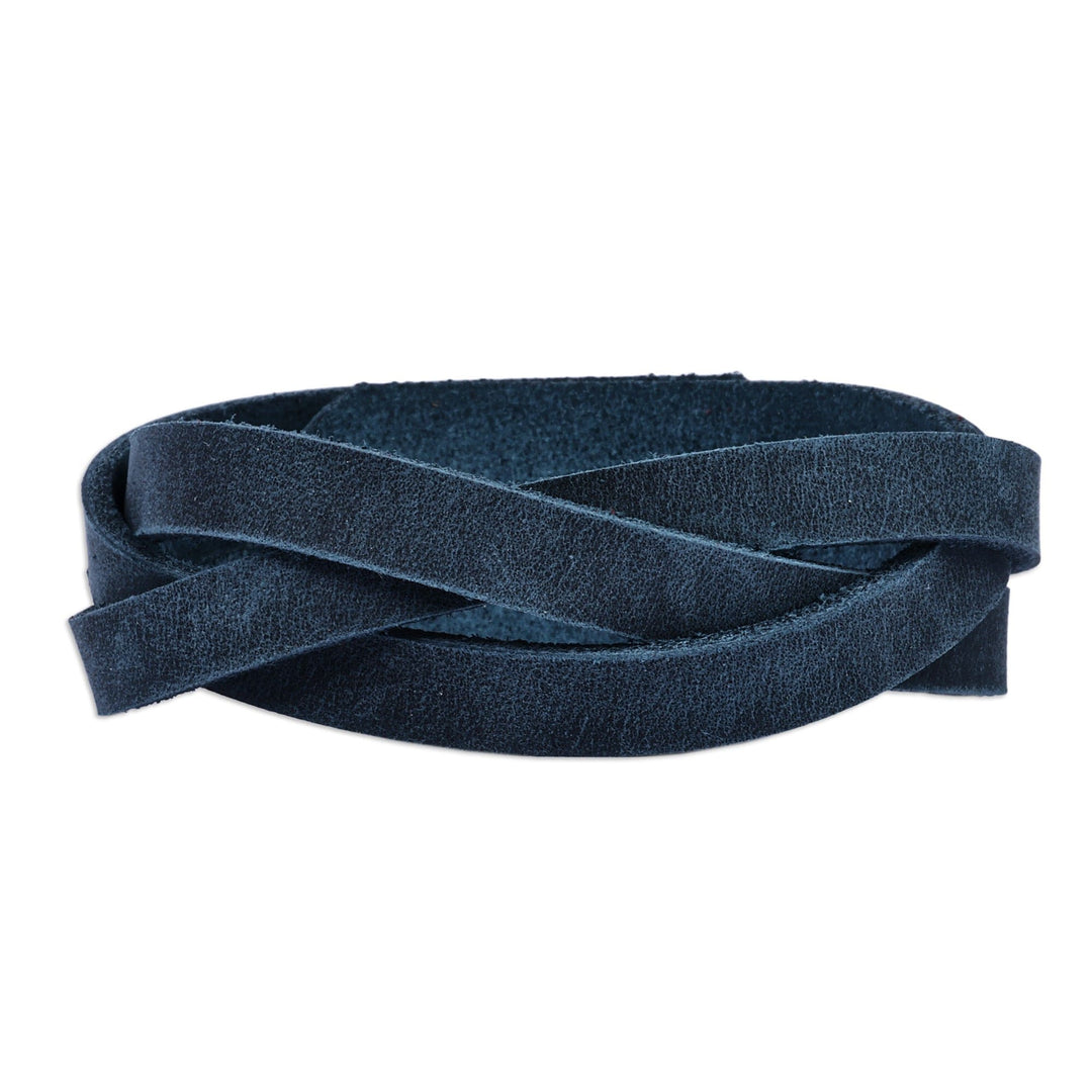 Braided Style Leather Strand Wristband Bracelet in Blue - Braided Cool