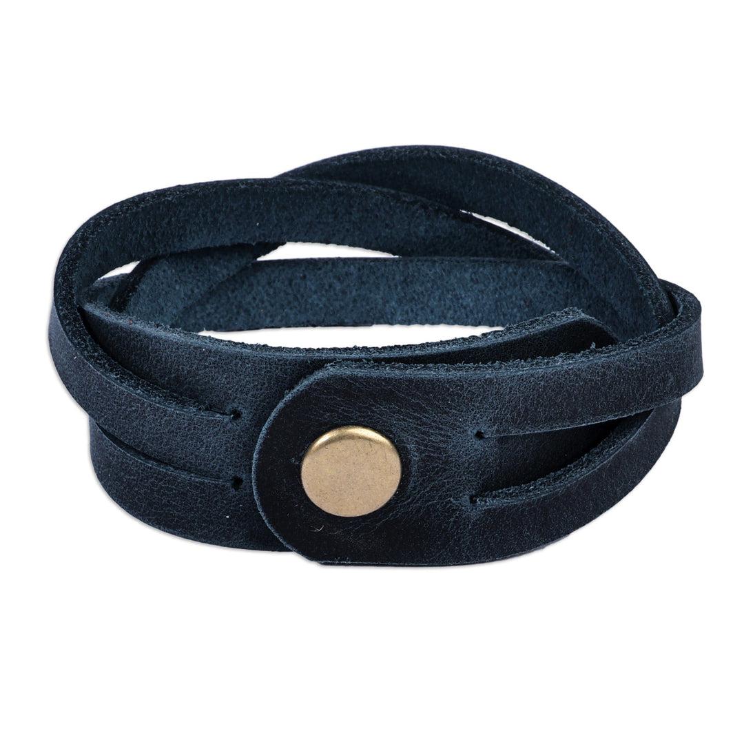 Braided Style Leather Strand Wristband Bracelet in Blue - Braided Cool