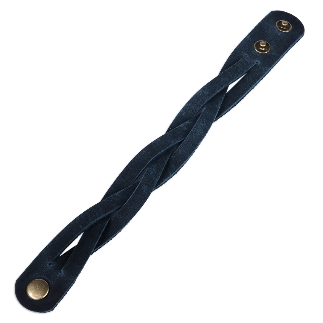 Braided Style Leather Strand Wristband Bracelet in Blue - Braided Cool