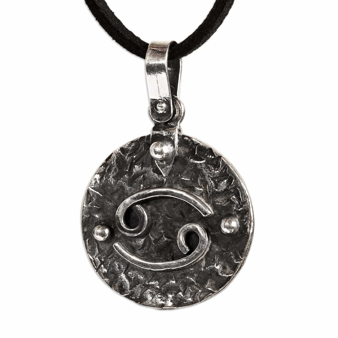 Sterling Silver Cancer Pendant Necklace with Adjustable Cord - Captivating Cancer