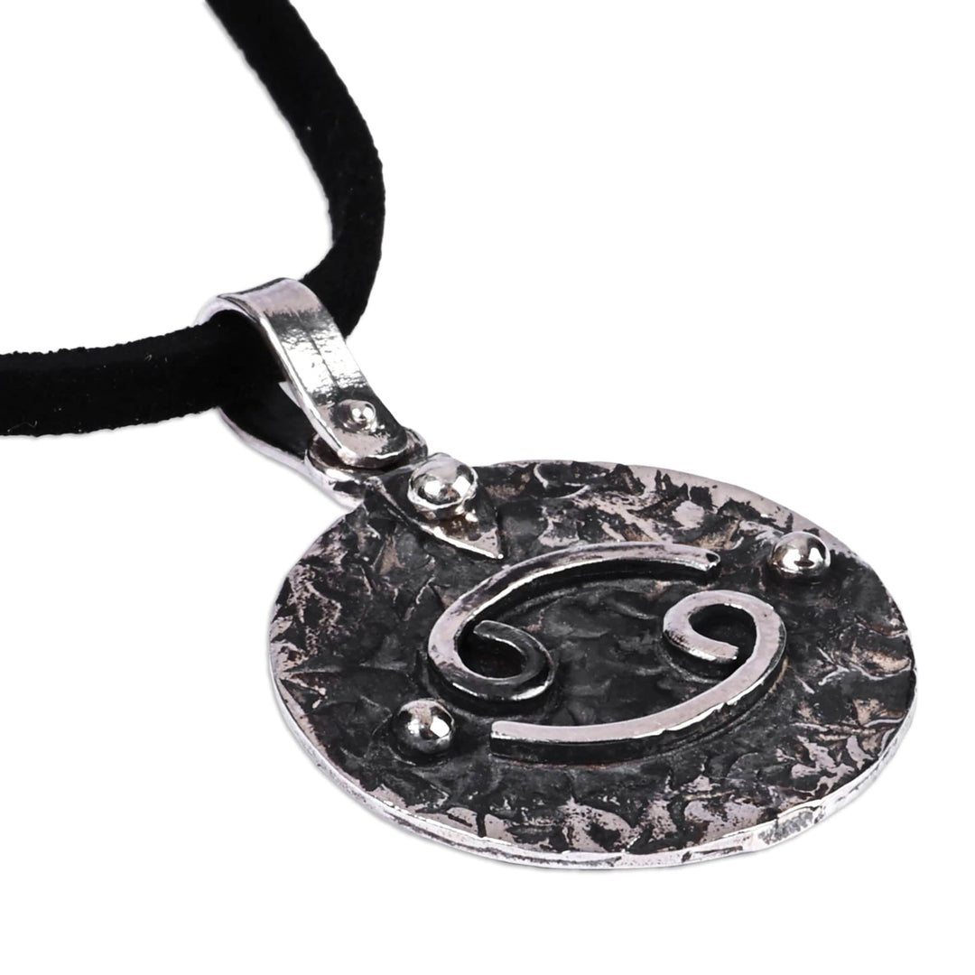 Sterling Silver Cancer Pendant Necklace with Adjustable Cord - Captivating Cancer