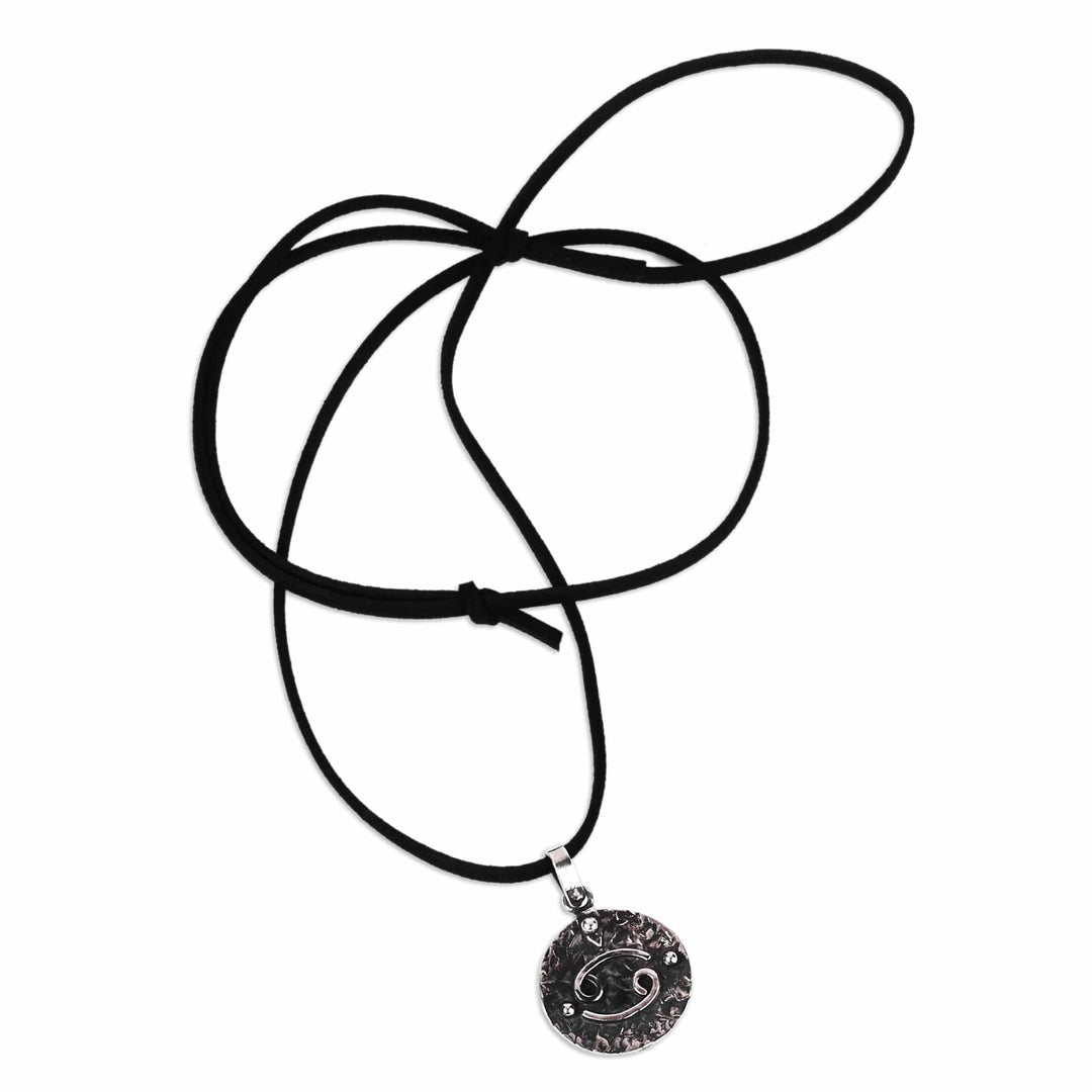 Sterling Silver Cancer Pendant Necklace with Adjustable Cord - Captivating Cancer