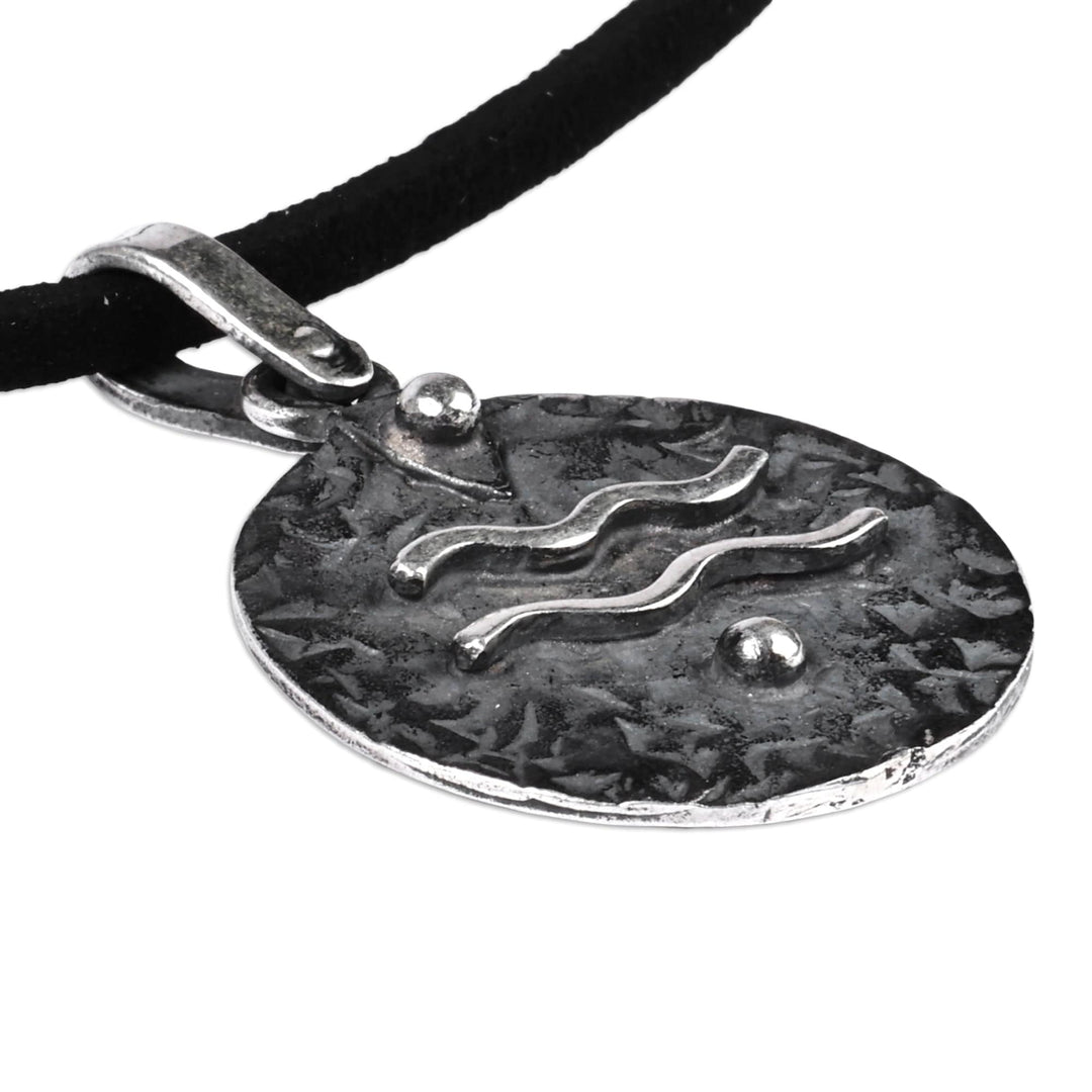 Sterling Silver Aquarius Zodiac Sign Pendant Necklace - Astonishing Aquarius