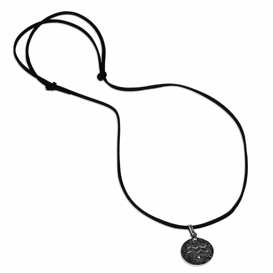 Sterling Silver Aquarius Zodiac Sign Pendant Necklace - Astonishing Aquarius