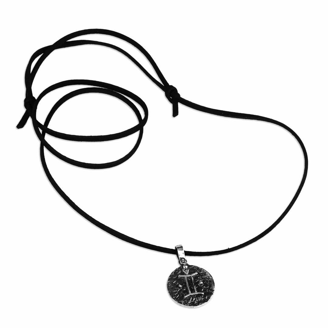 Sterling Silver Gemini Pendant Necklace with Adjustable Cord - Gorgeous Gemini