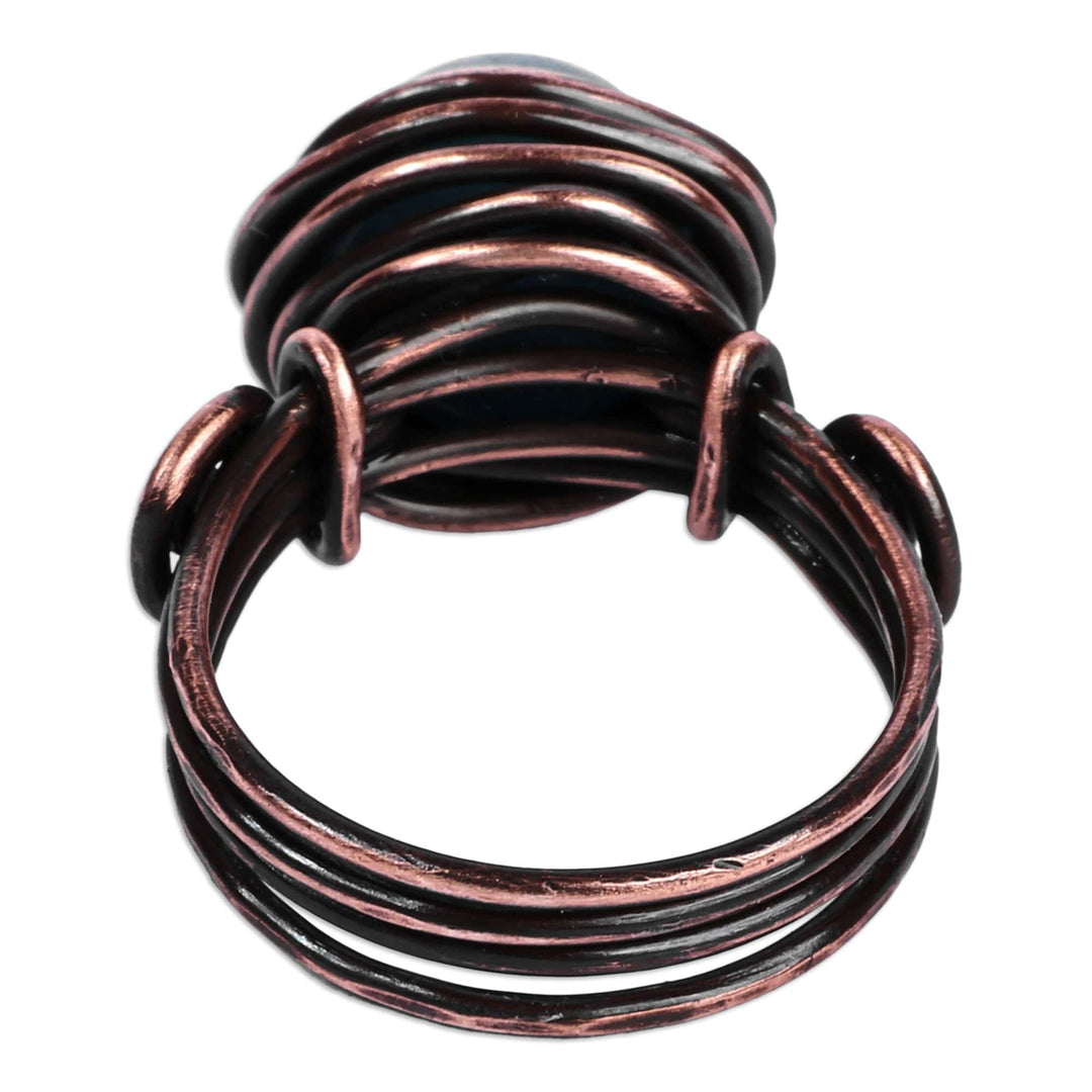 Antiqued Copper and Lapis Lazuli Single Stone Ring - Magnificent Core