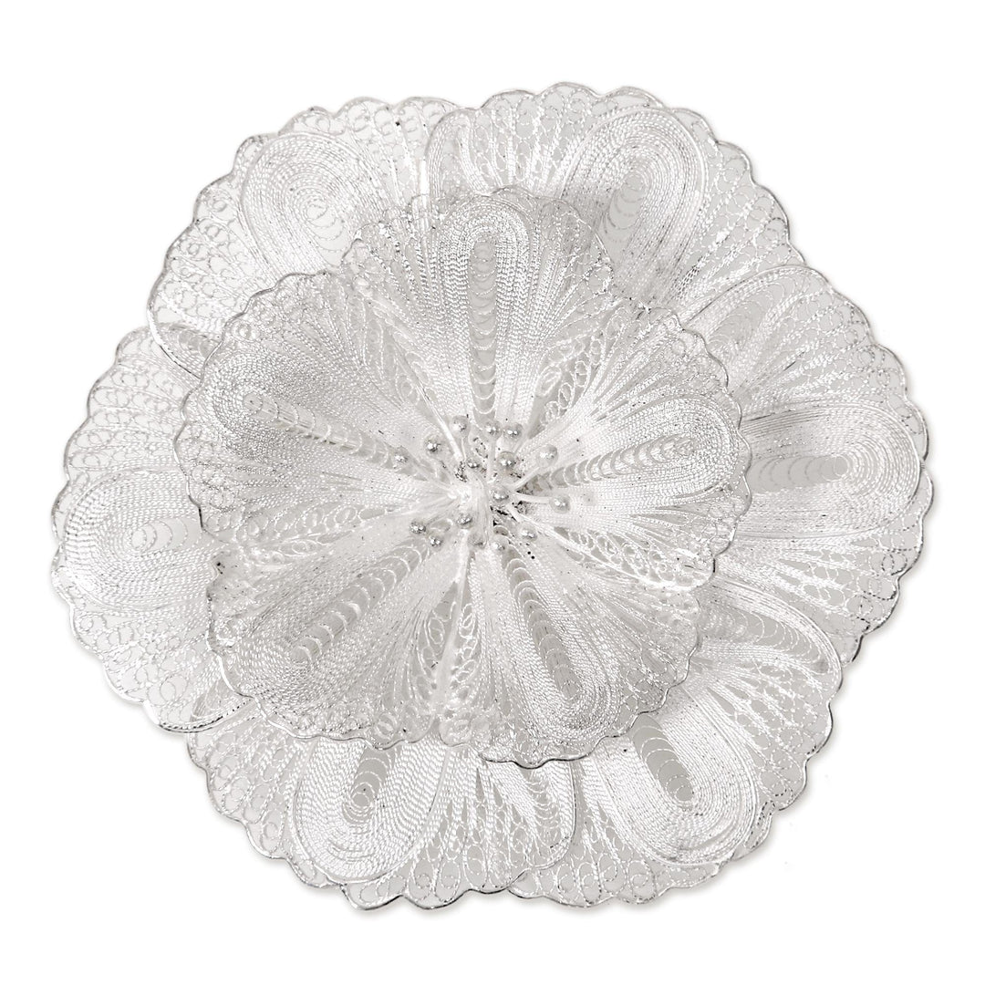 Sterling silver brooch pin - Exotic Bloom