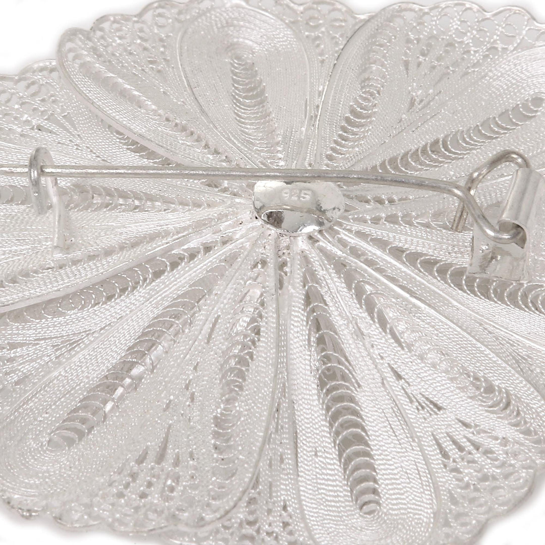 Sterling silver brooch pin - Exotic Bloom